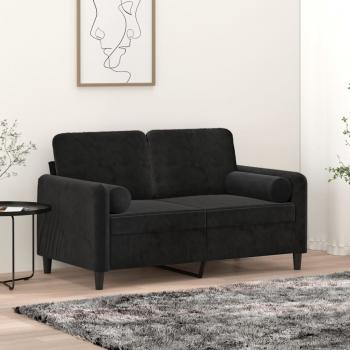 ARDEBO.de - 2-Sitzer-Sofa mit Zierkissen Schwarz 120 cm Samt