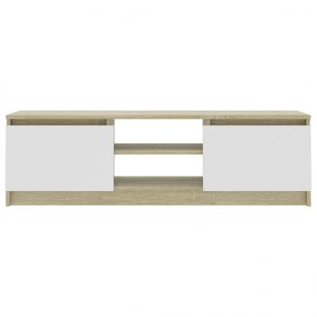 TV-Schrank Weiß und Sonoma-Eiche 120×30×35,5 cm Holzwerkstoff