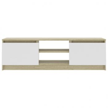 TV-Schrank Weiß und Sonoma-Eiche 120×30×35,5 cm Holzwerkstoff