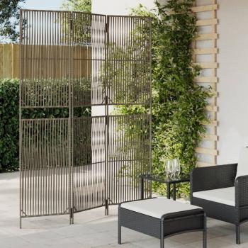 ARDEBO.de - Paravent 3-tlg. Grau Poly Rattan