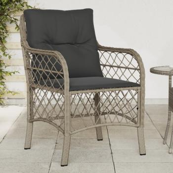 ARDEBO.de - Gartenstühle mit Kissen 2 Stk. Hellgrau Poly Rattan