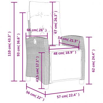 Gartensessel mit Fußteil Verstellbar Braun Poly Rattan