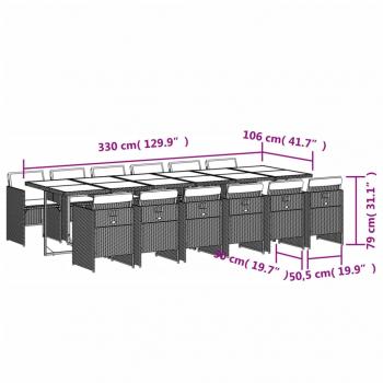 13-tlg. Garten-Essgruppe mit Kissen Beigemischung Poly Rattan