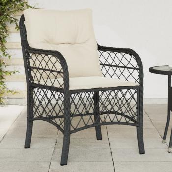 ARDEBO.de - Gartenstühle mit Kissen 2 Stk. Schwarz Poly Rattan