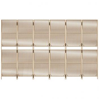 Paravent 6-tlg. Beige Poly Rattan