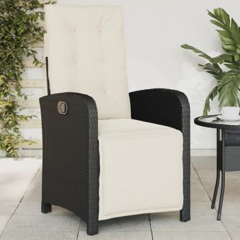 ARDEBO.de - Gartensessel mit Fußteil Verstellbar Schwarz Poly Rattan