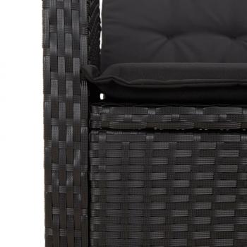 Gartensessel Verstellbar mit Kissen Schwarz Poly Rattan