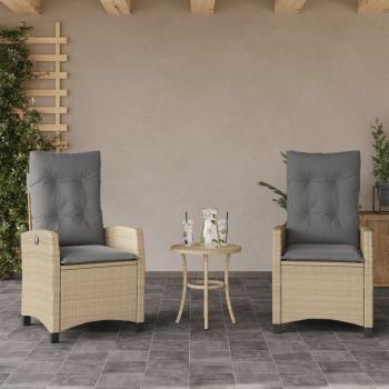 ARDEBO.de - Gartensessel Kissen 2Stk. Verstellbar Beigemischung Poly Rattan