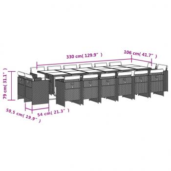 17-tlg. Garten-Essgruppe mit Kissen Beigemischung Poly Rattan