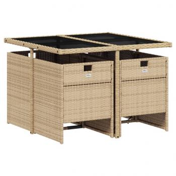 5-tlg. Garten-Essgruppe mit Kissen Beigemischung Poly Rattan