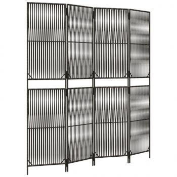 Paravent 4-tlg. Grau Poly Rattan