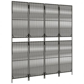 Paravent 4-tlg. Grau Poly Rattan