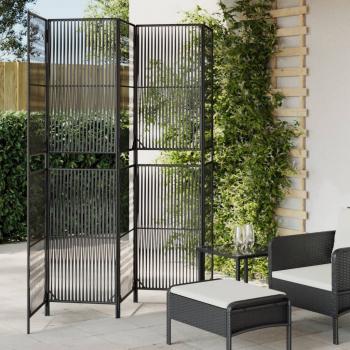 ARDEBO.de - Paravent 5-tlg. Schwarz Poly Rattan