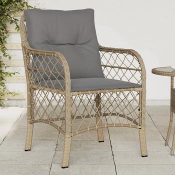 ARDEBO.de - Gartenstühle mit Kissen 2 Stk. Beigemischung Poly Rattan