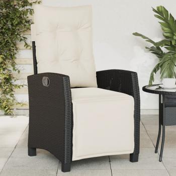 ARDEBO.de - Gartensessel mit Fußteil Verstellbar Schwarz Poly Rattan