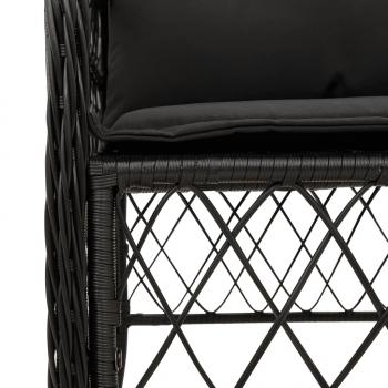 3-tlg. Bistro-Set mit Kissen Schwarz Poly Rattan