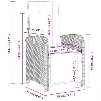 Gartensessel mit Fußteil 2 Stk. Verstellbar Poly Rattan