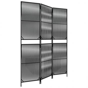 Paravent 3-tlg. Schwarz Poly Rattan