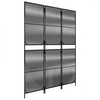 Paravent 3-tlg. Schwarz Poly Rattan