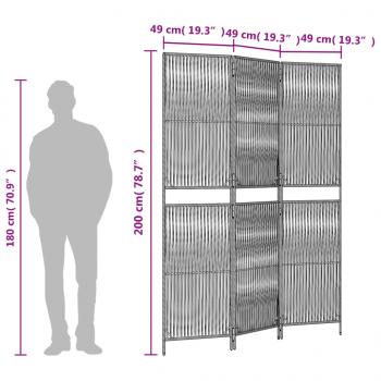 Paravent 3-tlg. Schwarz Poly Rattan