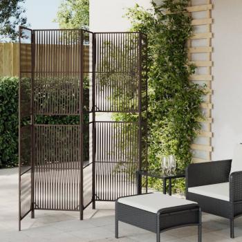 ARDEBO.de - Paravent 5-tlg. Braun Poly Rattan