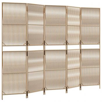 Paravent 5-tlg. Beige Poly Rattan