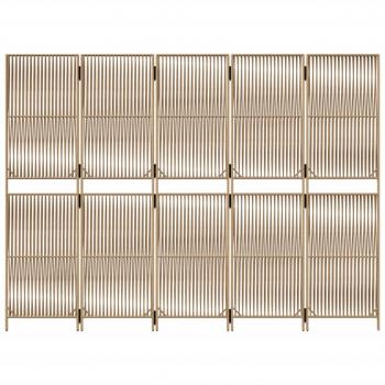 Paravent 5-tlg. Beige Poly Rattan