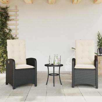 ARDEBO.de - Gartensessel mit Kissen 2 Stk. Verstellbar Schwarz Poly Rattan