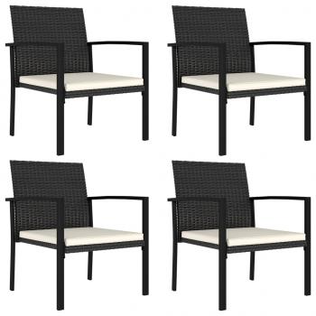 ARDEBO.de - Garten-Essstühle 4 Stk. Poly Rattan Schwarz