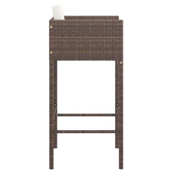 Barhocker 2 Stk. mit Kissen Braun Poly Rattan