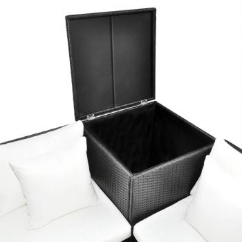 4-tlg. Garten-Lounge-Set mit Auflagen Poly Rattan Schwarz