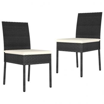 ARDEBO.de - Garten-Essstühle 2 Stk. Poly Rattan Schwarz