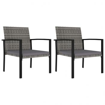 ARDEBO.de - Garten-Essstühle 2 Stk. Poly Rattan Grau