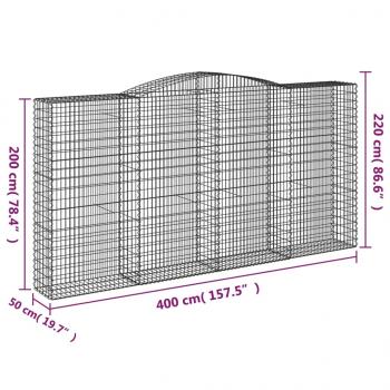 Gabionen mit Hochbogen 3 Stk. 400x50x200/220cm Verzinktes Eisen