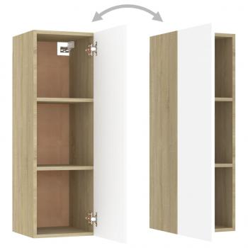 TV-Schrank Weiß Sonoma-Eiche 30,5x30x90 cm Holzwerkstoff