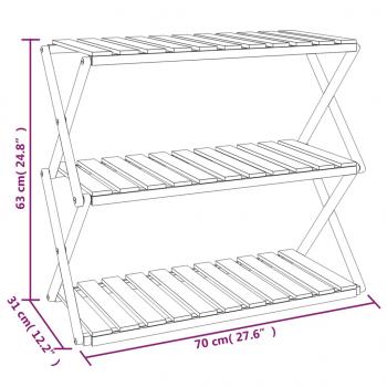 Klappregal 3 Böden Braun 70x31x63 cm Massivholz Akazie