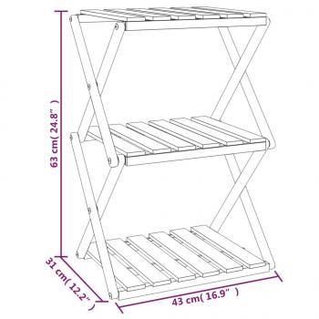 Klappregal 3 Böden Braun 43x31x63 cm Massivholz Akazie