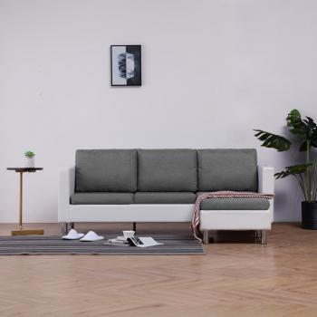 ARDEBO.de - 3-Sitzer-Sofa mit Kissen Weiß Kunstleder