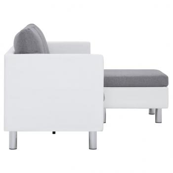 3-Sitzer-Sofa mit Kissen Weiß Kunstleder