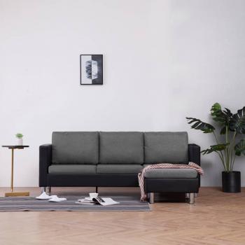 ARDEBO.de - 3-Sitzer-Sofa mit Kissen Schwarz Kunstleder