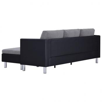 3-Sitzer-Sofa mit Kissen Schwarz Kunstleder