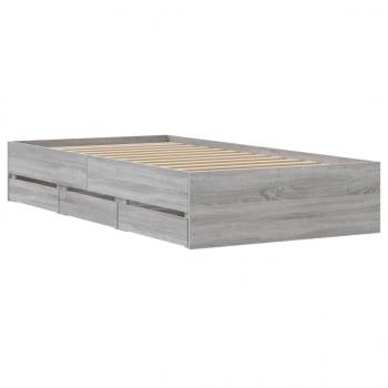 Bettgestell mit Schubladen Grau Sonoma 90x190 cm Holzwerkstoff