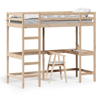 ARDEBO.de - Hochbett mit Schreibtisch 75x190 cm Massivholz Kiefer