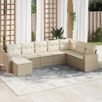 ARDEBO.de - 8-tlg. Garten-Sofagarnitur mit Kissen Beige Poly Rattan