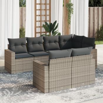 ARDEBO.de - 7-tlg. Garten-Sofagarnitur mit Kissen Grau Poly Rattan