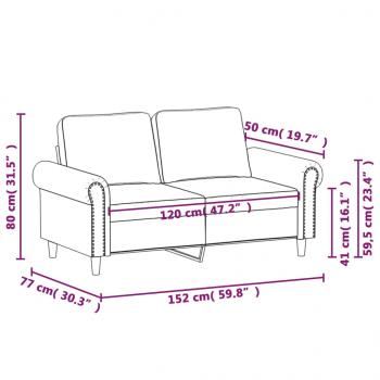 2-Sitzer-Sofa Hellgrau 120 cm Samt