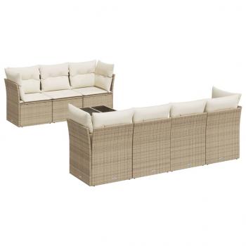 8-tlg. Garten-Sofagarnitur mit Kissen Beige Poly Rattan