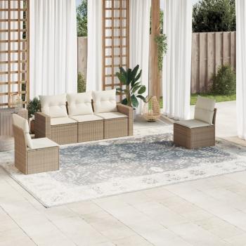 ARDEBO.de - 5-tlg. Garten-Sofagarnitur mit Kissen Beige Poly Rattan