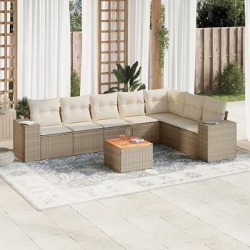 ARDEBO.de - 8-tlg. Garten-Sofagarnitur mit Kissen Beige Poly Rattan