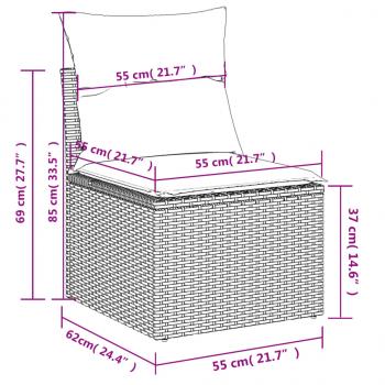 Gartensessel ohne Armlehnen mit Kissen Braun Poly Rattan